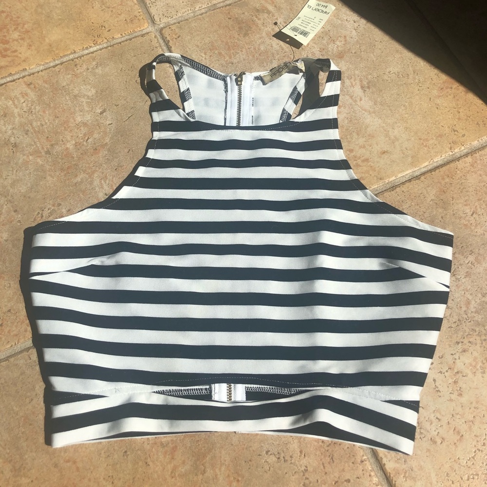 Black and White Stripe Crop Top NWT